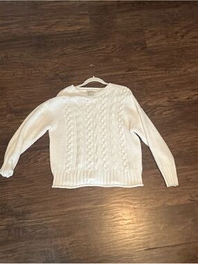 Rachel Zoe Cream Cable Crewneck Sweater